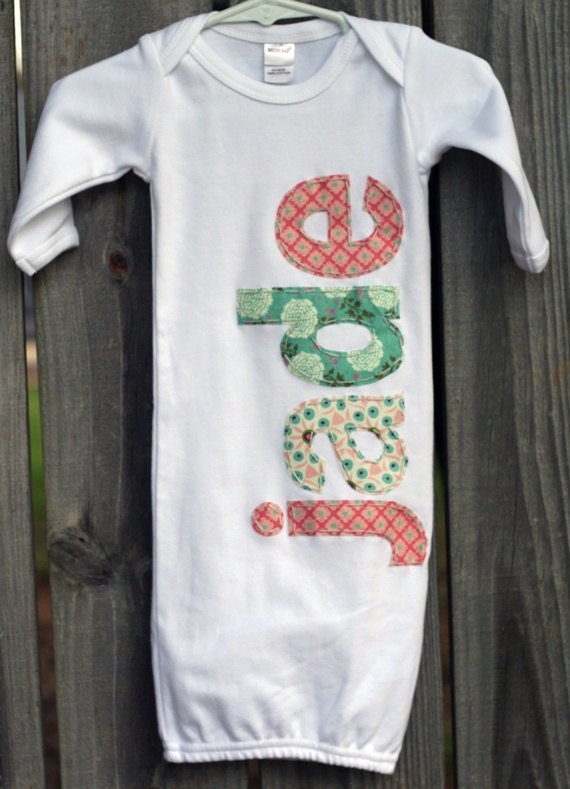 Hand Appliqued Personalized Infant Baby Girl Gown