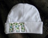 Newborn Cap with Hand Appliqued Initial