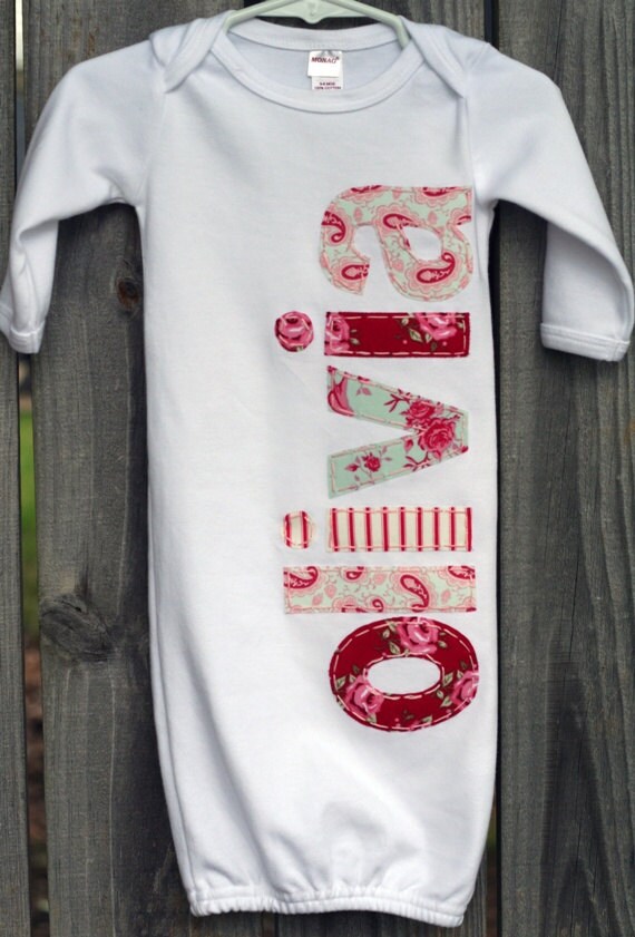 Hand Appliqued Personalized Infant Baby Girl Gown