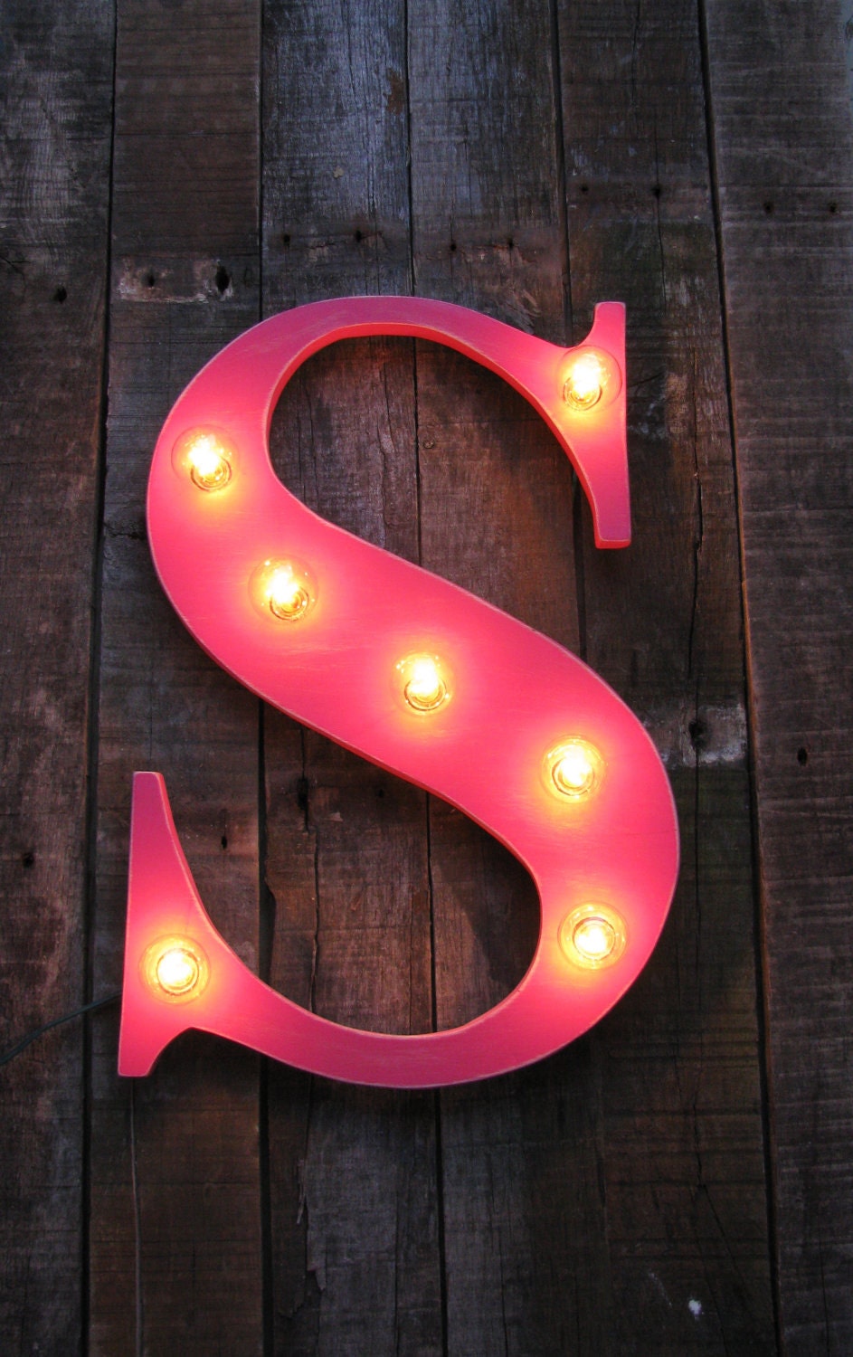 18" Wood letter  light, distressed, wedding decor, vintage chic, home decor