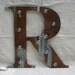 24" Rusted metal letter, light, distressed, wedding, vintage chic, decor