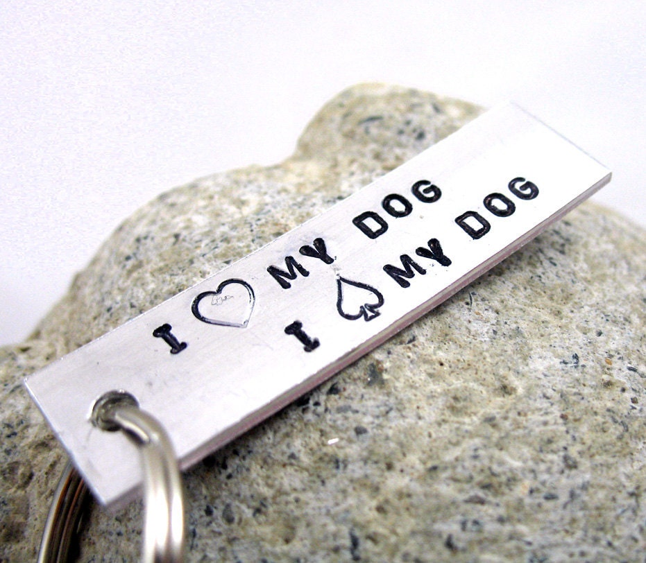 I Love My Dog, I Spayed My Dog - Small Key Chain, Hand Stamped, Percentange Donated to Animal Rescue