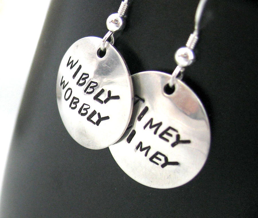 Doctor Who Sterling Silver Earrings -  Wibbly Wobbly Timey Wimey Earrings
