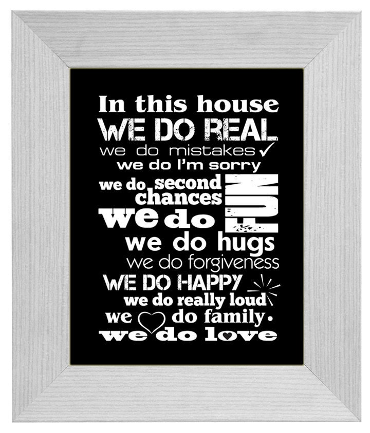 In This House, Family Home Rules poster, In Our Home size 11x14 - inspirational positive quotes, Family gift, birthday gift