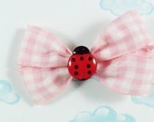 Hair Bow Lady Bug 3 in. Pink bow with lady bug girls hair bows, baby bows, bows for hair
