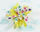 Yellow spring flower korker curly/pom pom hair bow