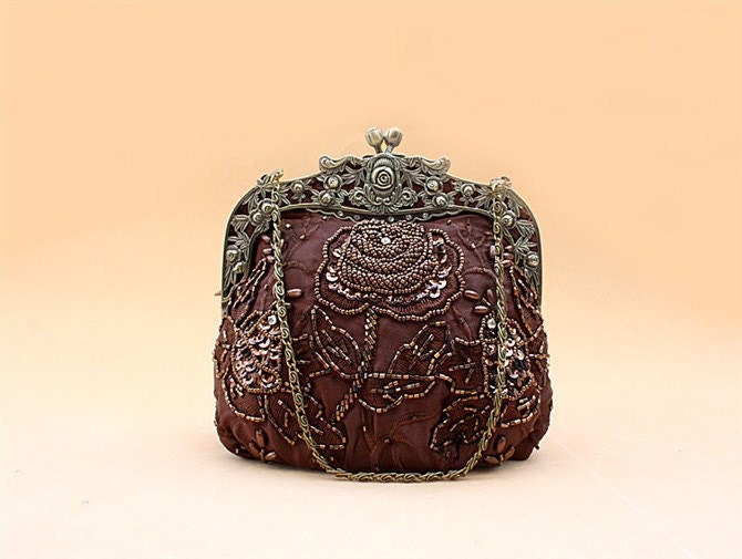 On Sale 35% OFF --Silk Sparkle Beading Wedding Purse Evening Clutch AC1001