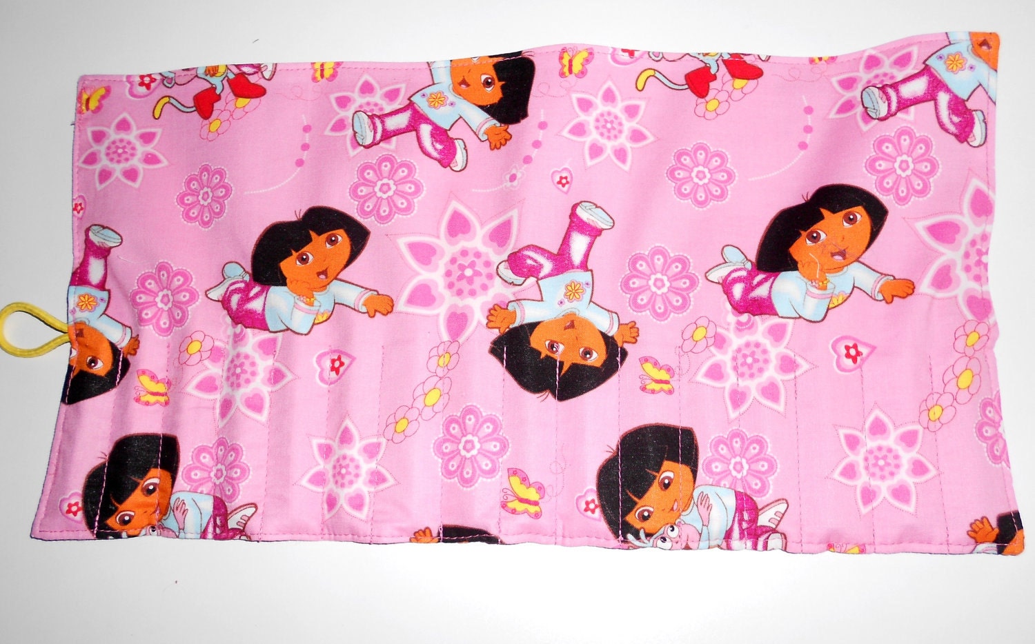 Pink Dora the Explorer 16 count crayon roll/ crayon wallet