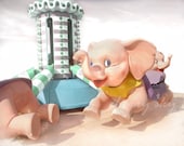 Pink Elephants - Carnival Amusement Park Ride Kids Fun Wall Art Pastel Children Nursery Decor Nostalgia 8x10 Original Photograph