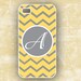 Monogram iPhone 4s case - Yellow and gray chevron - Monogrammed Iphone 5 case, Iphone 4 Iphone 5 cover, custom plastic or silicone (9663)