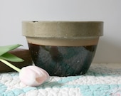 Vintage Brown Stoneware Mixing Bowl crock
