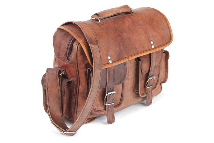 14" inches/Inch Leather Laptop/Messenger/Satchel Shoulder Cabin Handbag/Bags Handmade Camel Pure Genuine Soft Leather Briefcase Purse