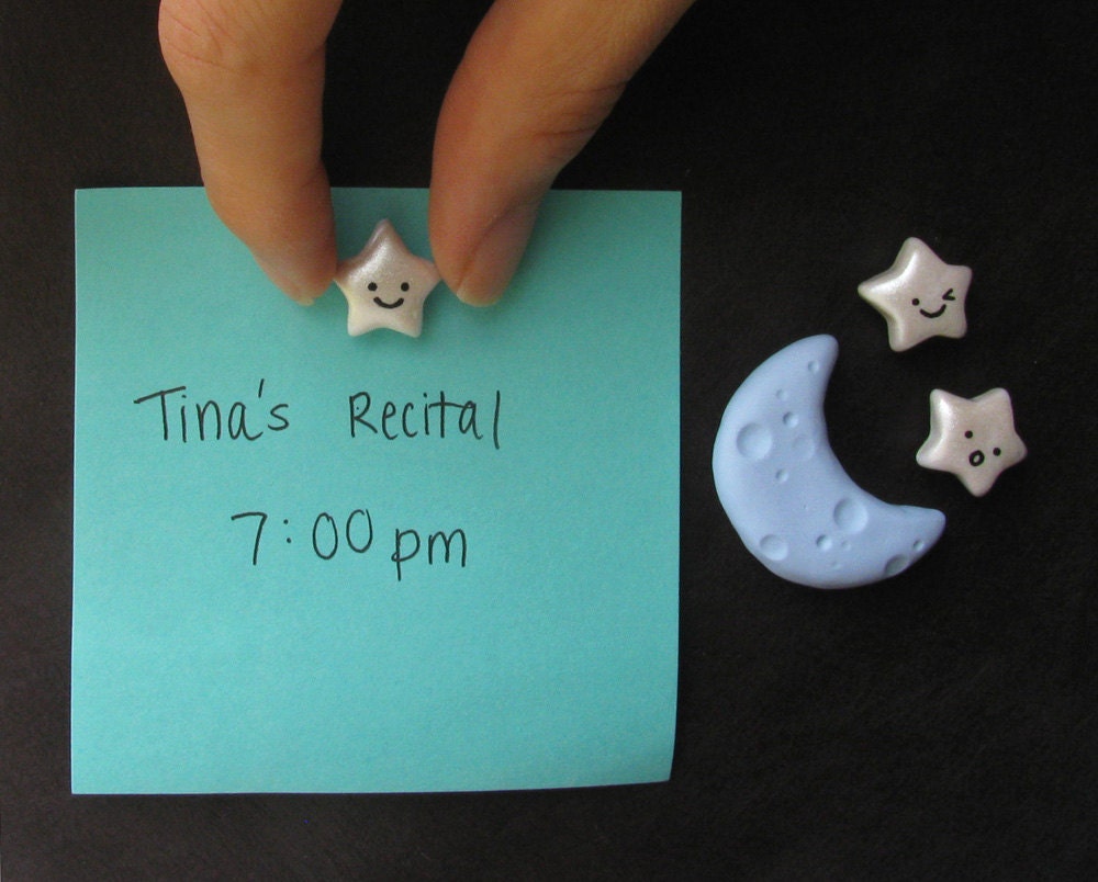 Moon and Stars: 4 Magnet Set