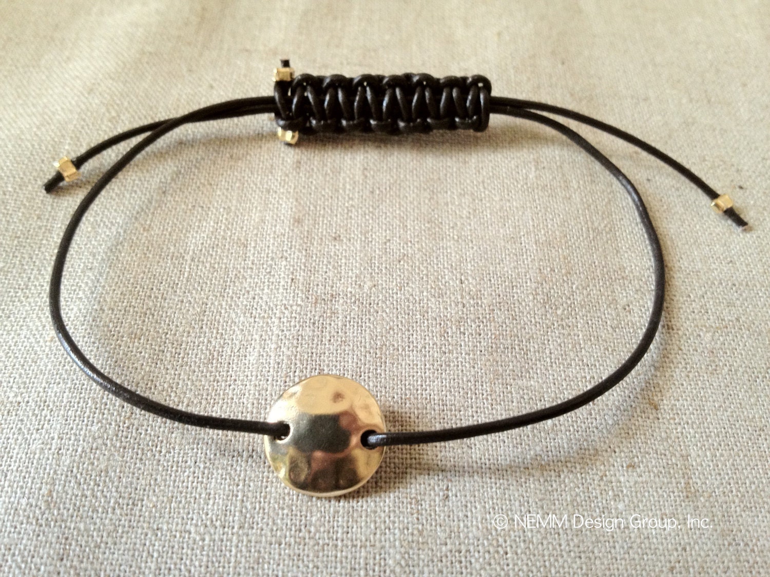 Leather Golden Charm Adjustable Bracelet