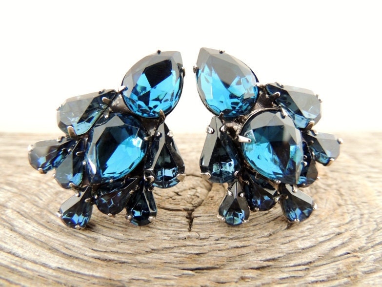 vintage 1950s clip-ons earrings. BLUE DE CHANEL.