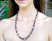 Beautiful dark purple beaded necklace glass