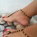 Golden color beads  macrame Foot jewelry Anklet, Nude shoes, Foot jewelry, Wedding, Victorian Lace, Sexy, Lolita, Yoga, Anklet