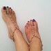 Soft brown   beads  macrame Foot jewelry Anklet, Nude shoes, Foot jewelry, Wedding, Victorian Lace, Sexy, Lolita, Yoga, Anklet