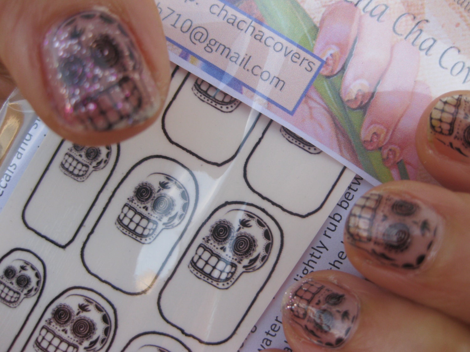 Calavera Clear Nail Decals Mexican Day of the Dead