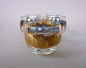 Culver Cocktail Glasses with Gold Pattern- Set of 5