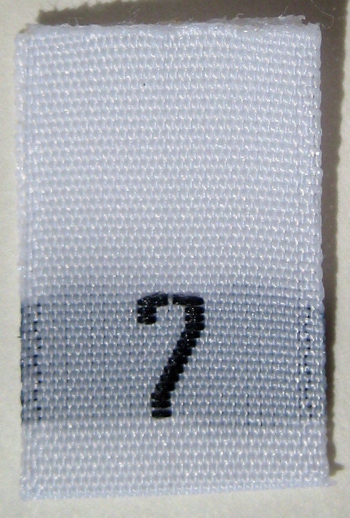 50 pcs White Woven Sew Clothing Labels, Toddler Size Tags -  Size 7 - Seven
