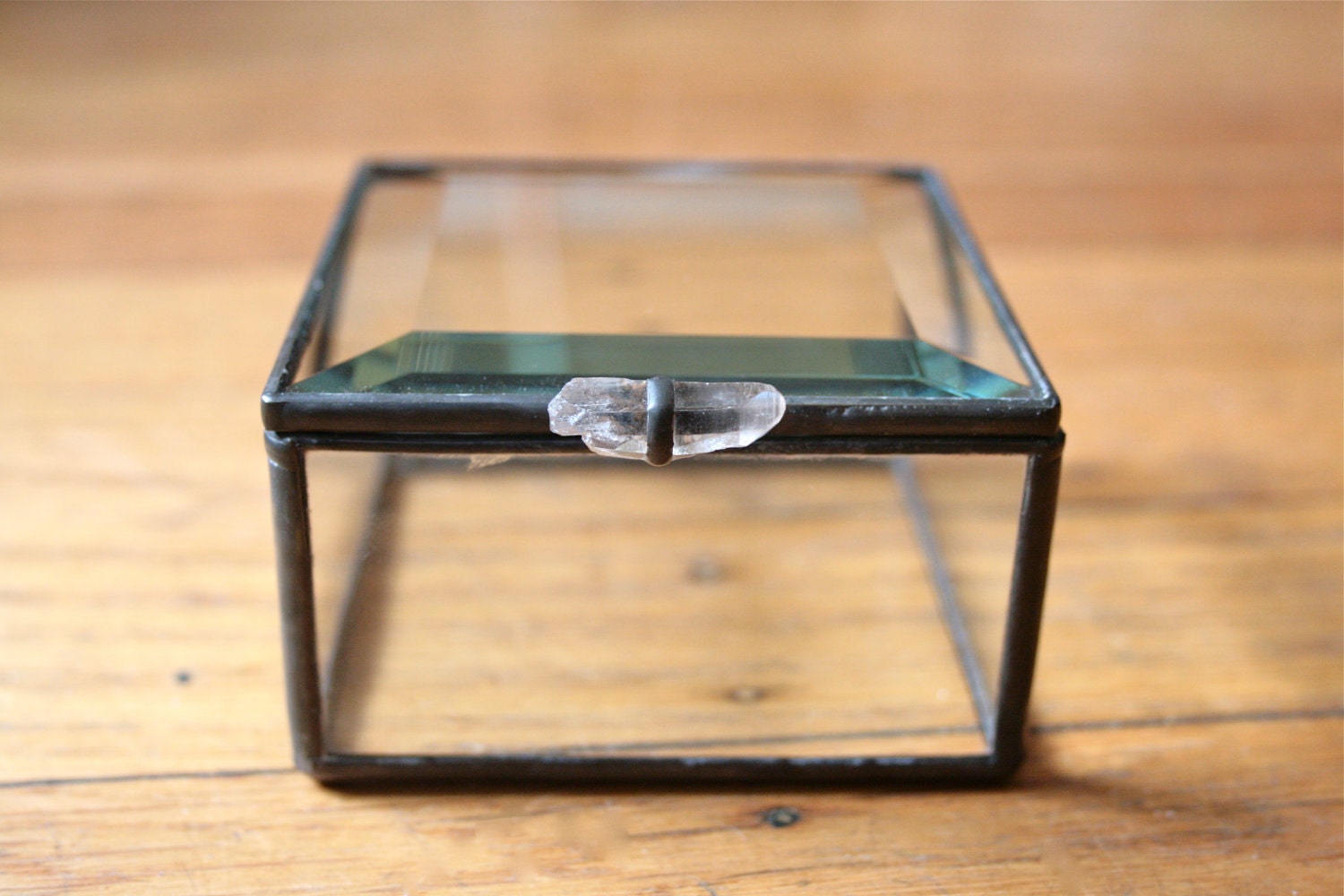 Recycled Glass Box with Smoky Crystal Handle