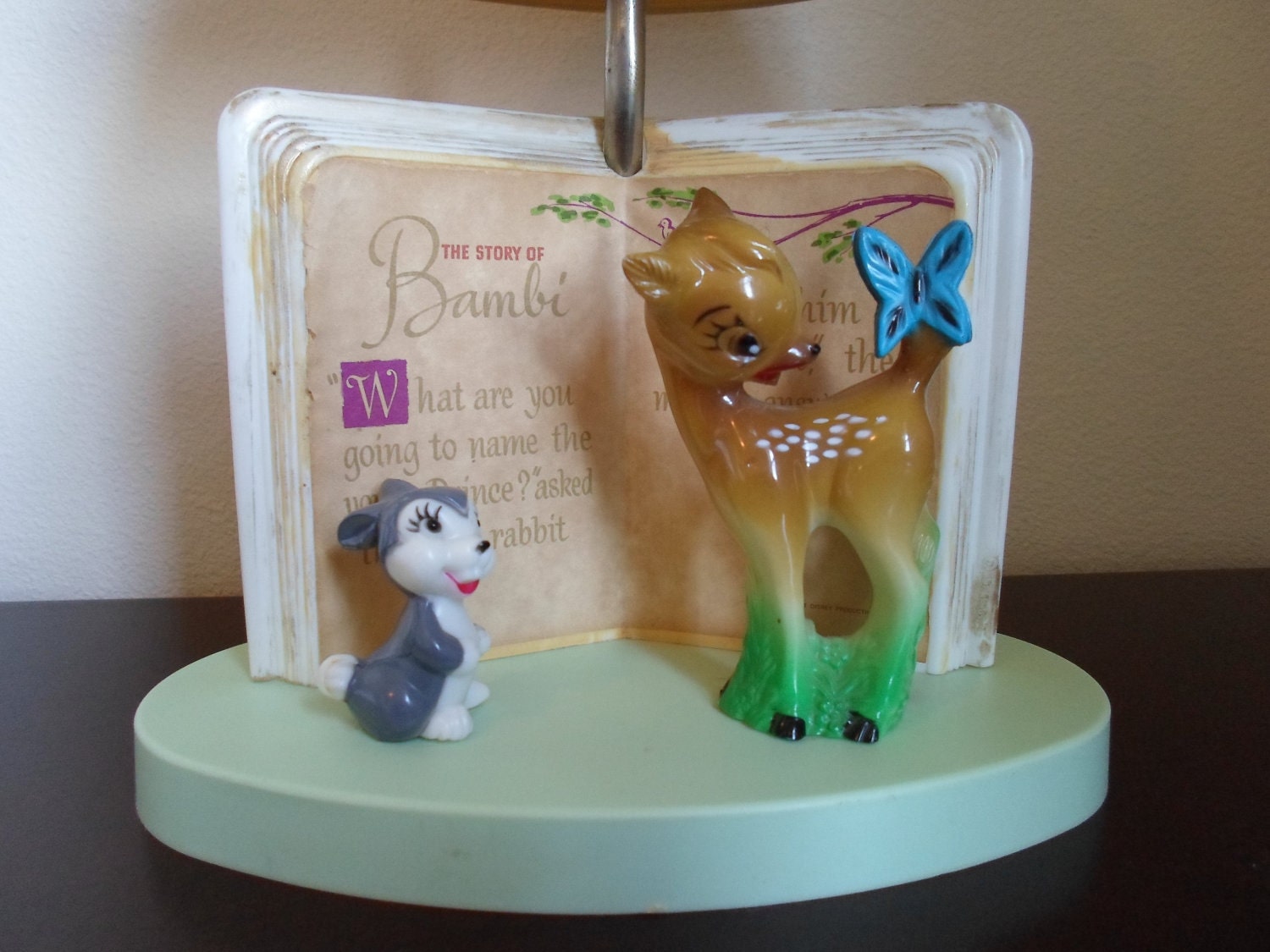 Vintage Bambi Lampand Bambi Lamp Shade made by the Dolly Toy Company Tipp City Ohio Nursery Child's Room