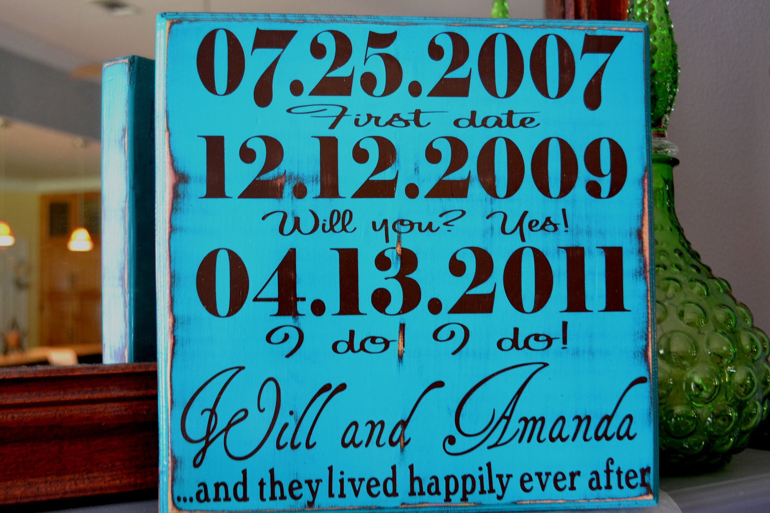 Couple Personalized Engagement Gift, Custom Wedding Gift, Engagement Present, Bridal Shower Gift. Happily Ever After.