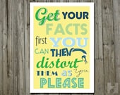 Mark Twain quote - 13x19 print - Humorous Poster -Typography - Green - Blue - Yellow