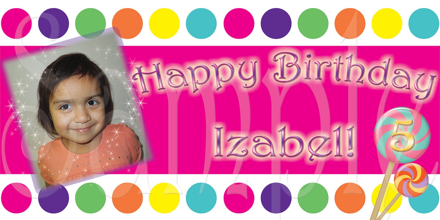 Candy Land Shoppe Personalized Custom Vinyl Birthday Banner