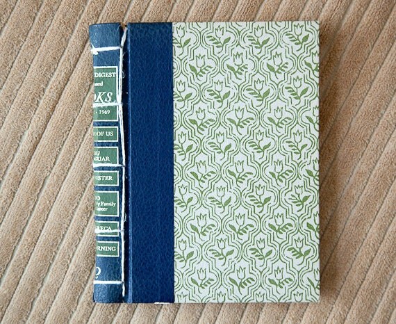 green vintage hand made journal // hard bound journal