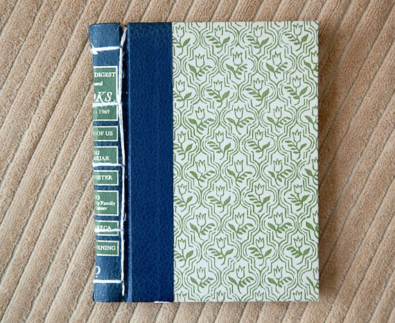 green vintage hand made journal // hard bound journal
