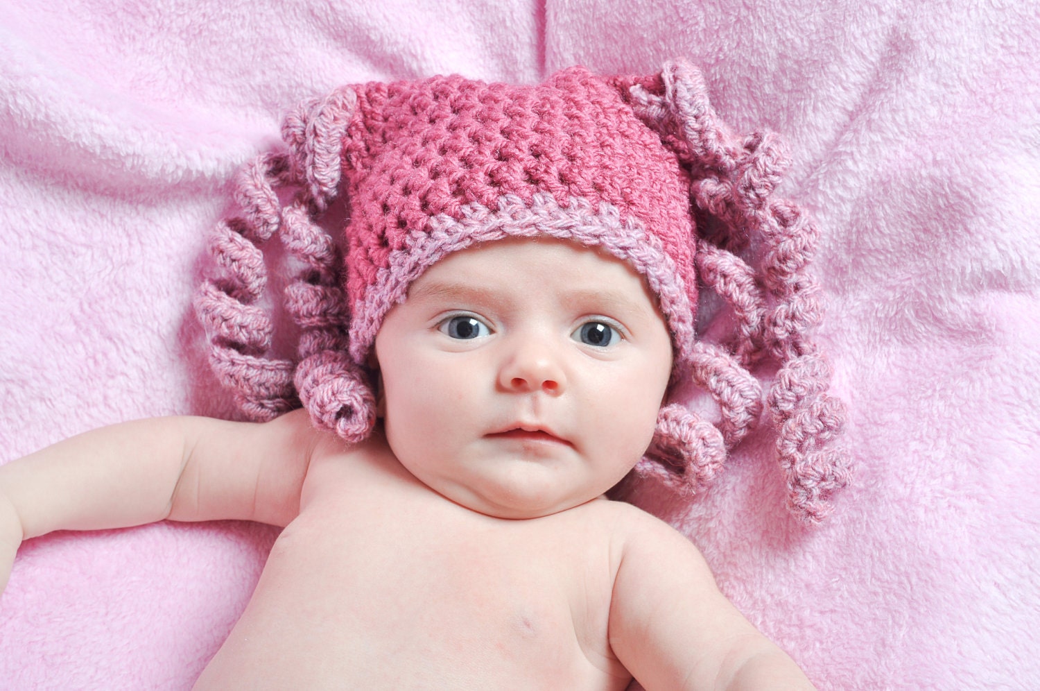 REDUCED Pink Pigtail Crochet Jester Hat 10% Sale on all RTS Items