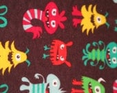 Flannel & Terrycloth Burp Cloth - Monstie Fun - FREE SHIPPING if ordered with another item -