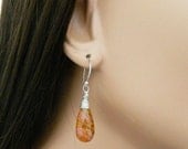 Cherry Tiger Quartz Earrings,  Wire Wrapped Earrings,  Cherry Quartz Sterling Silver Earrings