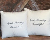 Good Morning Pillows for Him and Her (Set of 2)