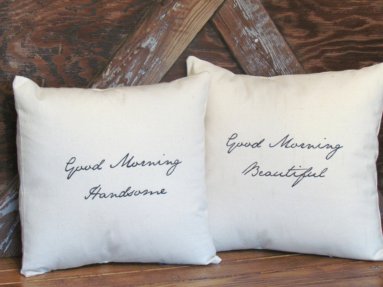 Good Morning Pillows for Him and Her (Set of 2)