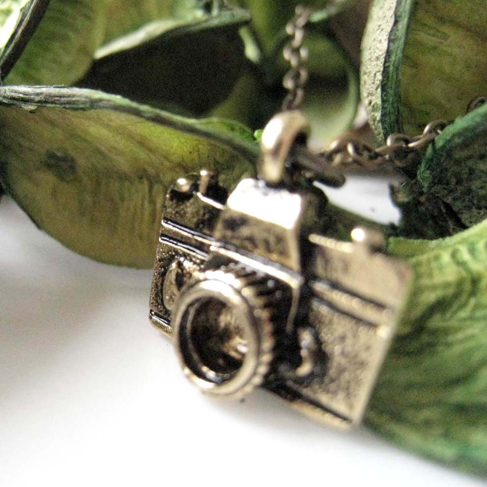 The Photographer - Antique Brass Camera Pendant Necklace
