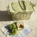 Vintage Picnic Basket with Blue and Yellow Antique China Mosaics