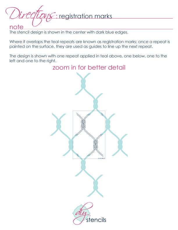 Square Knot: Reusable, Wall Stencil, Decorative wall Stencils, Rope, Nautical, Beach House, Sailing, Wall Decor, wall stencils