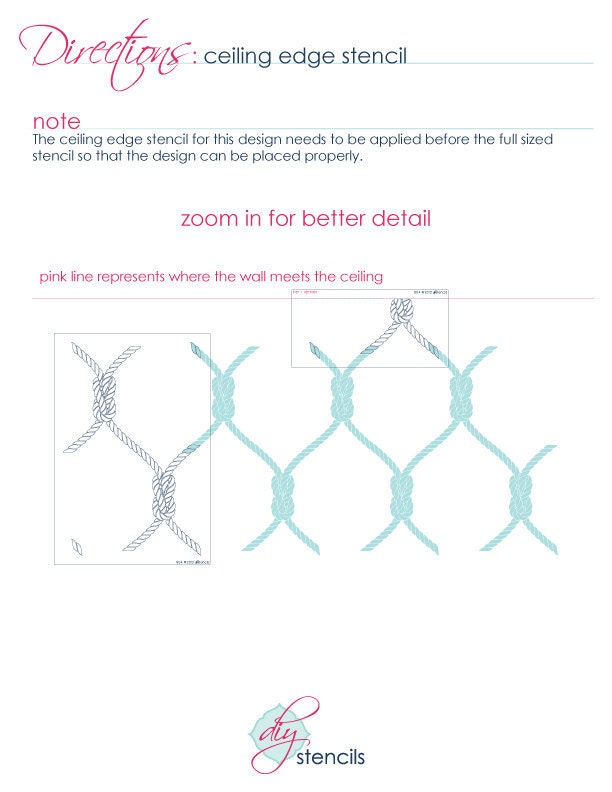 Square Knot: Reusable, Wall Stencil, Decorative wall Stencils, Rope, Nautical, Beach House, Sailing, Wall Decor, wall stencils