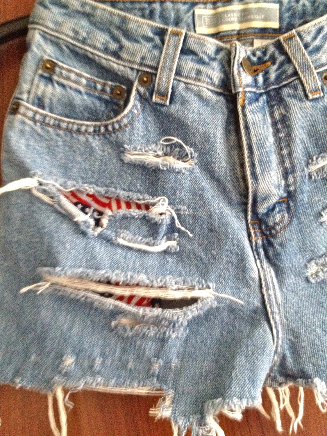 American Flag Peek-a-boo High Waisted Denim Shorts