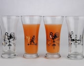 Vintage Libbey Shot Glass with Roosters, Red Indian, Weathervane (4)