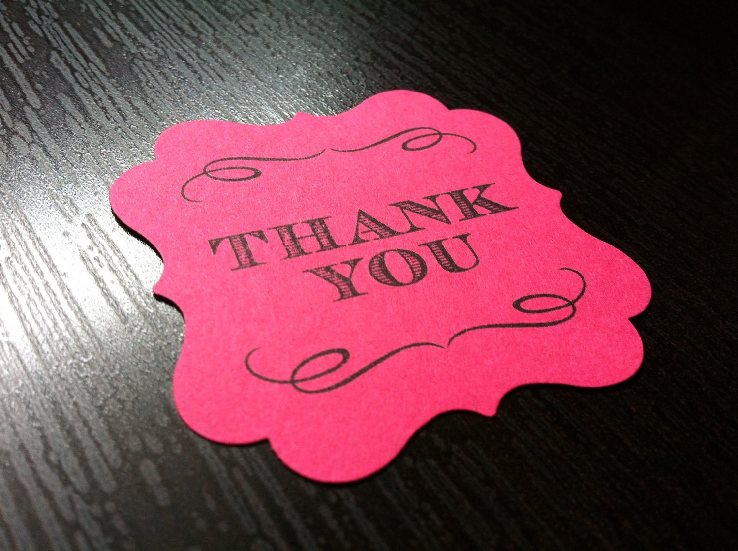 Neon Flourish Square Hand Stamped Thank You Tags Set of 15