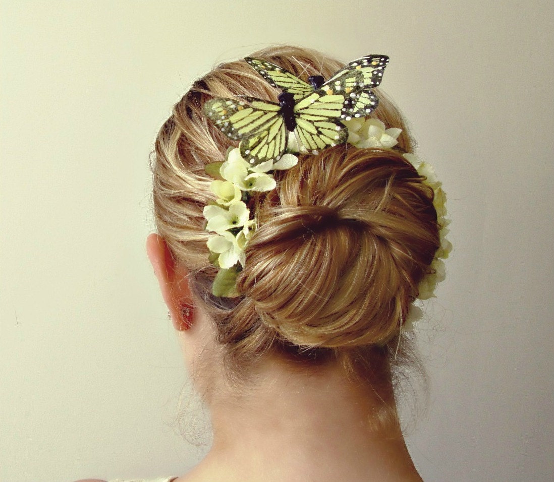 Snow White - Butterfly Bun Belt, flower crown for your hair bun