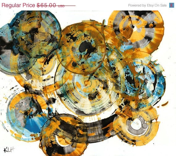 Modern Abstract Original Art Contemporary 14x17 Paintings -- Rolling With The Wind