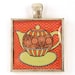 Tea Pot Charm - Orange Green Silver Teapot Pendant