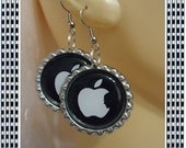 STEVE JOBS Apple Computer "Fun Jewelry"  Bottlecap Earrings Great gift for all Computer Tech Lovers