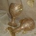 Custom designed handmade pair of golden wine glasses with Czech rhinestones