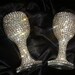Custom designed handmade pair of liqueur glasses with Czech rhinestones